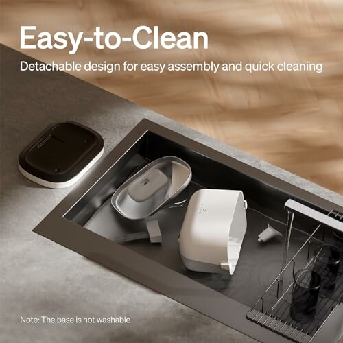 Detachable design components in a sink for easy assembly and cleaning.