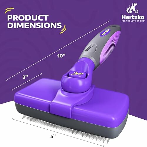 Hertzko pet brush with product dimensions.