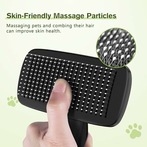 Pet brush with skin-friendly massage particles.