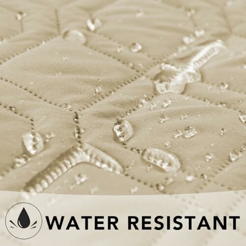 Close-up of water-resistant fabric with water droplets